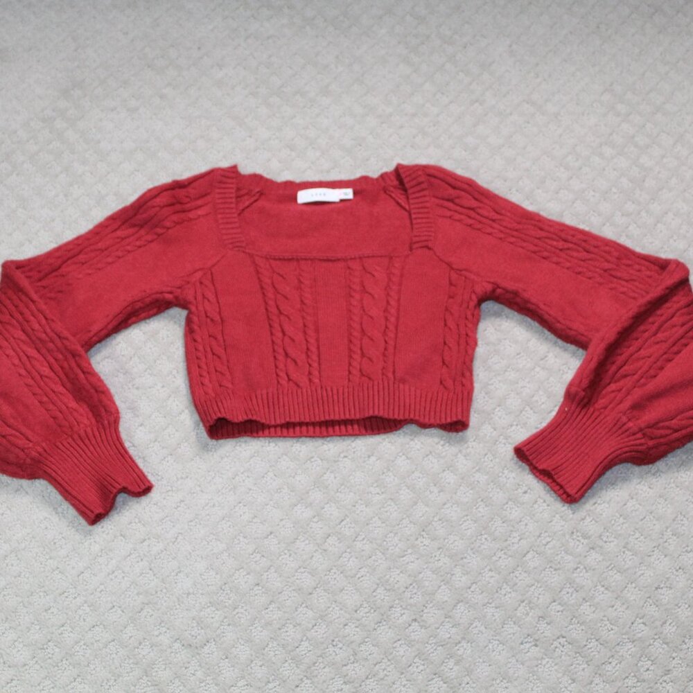 Super Soft! Lush Size S Burnt Orange Cropped Puffy Long Sleeve Sweater